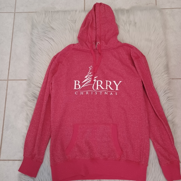 Red Shimmery Barry Christmas Hoodie Size XXL - Picture 3 of 7